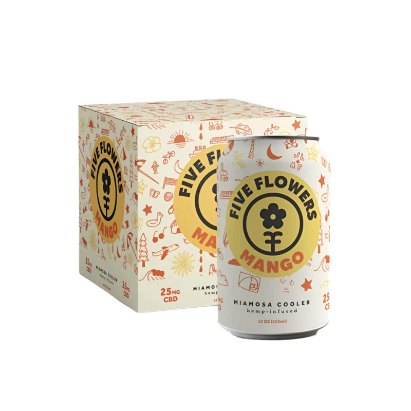 Five Flowers Sparkling Beverages 25mg CBD / Mango 4pack